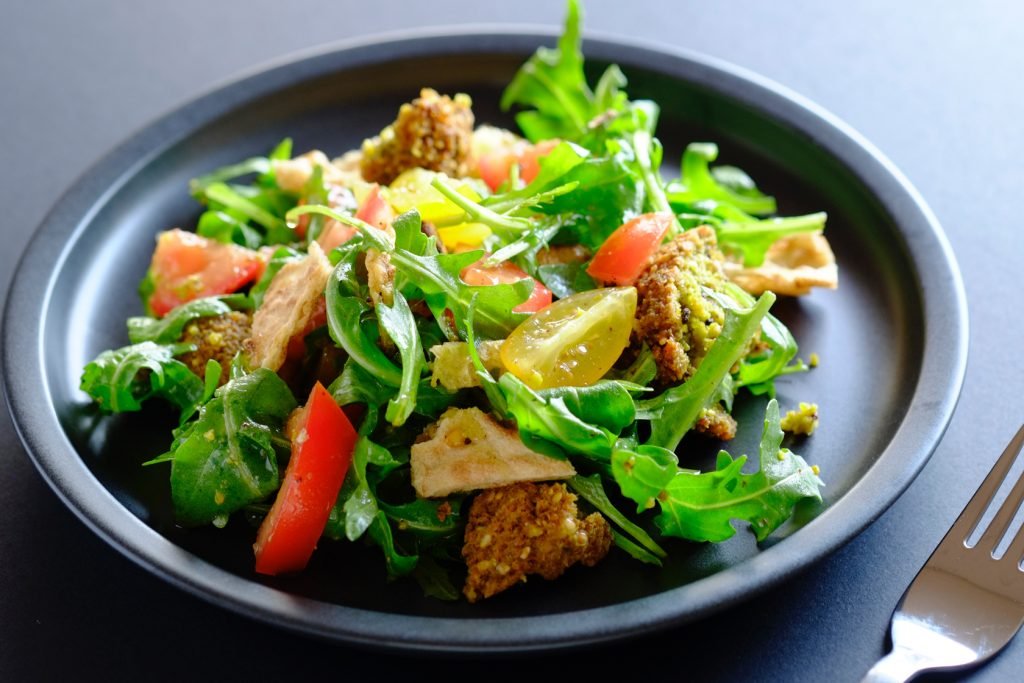 yellow split pea fritter salad